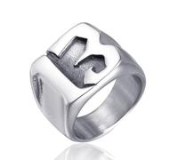 GPDNBIEU Rings, Luky Number 13 Biker Ring Stainless Steel Tone Motorcycle Gang(Silver,U)