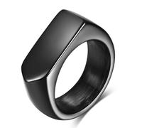 GPDNBIEU Rings, Old Money Minimalist Signet Ring - Stainless Steel(Black,Y)