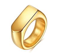 GPDNBIEU Rings, Old Money Minimalist Signet Ring - Stainless Steel(Gold,Q)