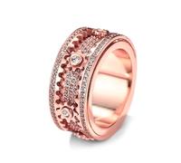 GPDNBIEU Rings, Rotatable EDC Ring Iced Out Alloy Jewellery, Sparkling Mechanical(Rose gold,Q)