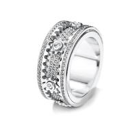 GPDNBIEU Rings, Rotatable EDC Ring Iced Out Alloy Jewellery, Sparkling Mechanical(Silver,M)