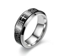 GPDNBIEU Rings, Titanium Steel Christian Cross Bible Verse Ring, Religious Jewellery(Q)