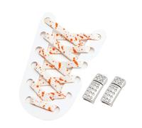 GPDNBIEU Shoelaces, Diamond Shoe Laces Lock No Tie Shoelaces Flat Elastic For Sneakers Splash Ink Shoelace(White Orange)