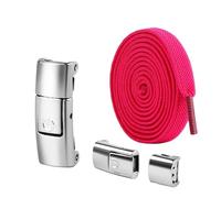 GPDNBIEU Shoelaces, Laces Press Lock Shoelaces Without Ties Elastic Sneaker Kids Adult Widened Flat Shoelace For Shoes(Rose)