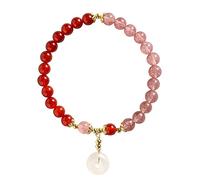 GPDNBIEU, South Strawberry Crystal Bracelet Hetian Jade Harmony Buckle Pendant Nafu Lucky Reiki Meditation Ladies