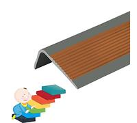 GPDNBIEU, Staircase Step Treads, Stair Nose Molding Non Slip for Indoor and Outdoor Stairs/Steps/Corners, Width 2.5x5 cm(Gray brown,70in/1.77m)