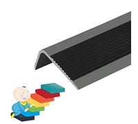 GPDNBIEU, Staircase Step Treads, Stair Nose Molding Non Slip for Indoor and Outdoor Stairs/Steps/Corners, Width 2.5x5 cm(Gray black,350in/8.89m)