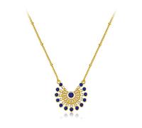 GPDNBIEU, Sterling S925 Sterling Silver Necklace For Women Elegant Zircon Necklace Natural Lapis Lazuli Vintage Ethnic Style Necklaces Gift Jewelry For Girls
