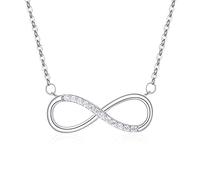 GPDNBIEU, Sterling Simple Necklace For Women S925 Sterling Silver Infinity Zircon Dainty Trendy Choker Delicate Necklace Chain Gift Jewelry For Her Girls Couples