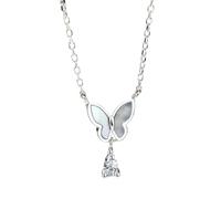 GPDNBIEU, Sterling Teardrop Necklace For Women S925 Sterling Silver Butterfly Zircon Dainty Trendy Choker Delicate Necklace Chain Gift Jewelry For Her Girls Couples