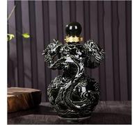 GPDNBIEU, Two Dragons Playing Wine Bottle Statues, Liquor Tequila Porcelain Dispenser Ornaments,Creative Pitcher for Scotch(Black,500ML)
