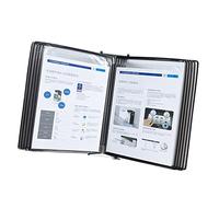 GPDNBIEU, Wall Mount Reference and Display System, Wall-Mounted Page Flip Folder, 10 Double-Sided Panels, A4 Loose-Leaf Transparent Stand(Black)