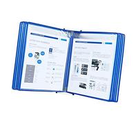 GPDNBIEU, Wall Mount Reference and Display System, Wall-Mounted Page Flip Folder, 10 Double-Sided Panels, A4 Loose-Leaf Transparent Stand(Blue)