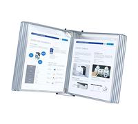 GPDNBIEU, Wall Mount Reference and Display System, Wall-Mounted Page Flip Folder, 10 Double-Sided Panels, A4 Loose-Leaf Transparent Stand(Grey)