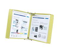 GPDNBIEU, Wall Mount Reference and Display System, Wall-Mounted Page Flip Folder, 10 Double-Sided Panels, A4 Loose-Leaf Transparent Stand(Yellow)
