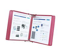 GPDNBIEU, Wall Mount Reference and Display System, Wall-Mounted Page Flip Folder, 10 Double-Sided Panels, A4 Loose-Leaf Transparent Stand(Red)