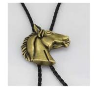 GPDNBIEU, Western Cowboy Leather Suits Shirt Rodeo Bola Tie, Retro Large Three-Dimensional Horse Head Shoestring Necktie