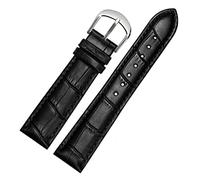 GPDNBIEU, Woman Watchbands Genuine Leather Strap Watch Band Multicolor Bands(Black silver,20mm)