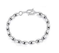 GPDNBIEU, Women Exquisite Oval Polishing Silver Beads Bracelet Friendship Bracelet Sterling Silver Jewellery Gifts For Sisters Friend Couples M