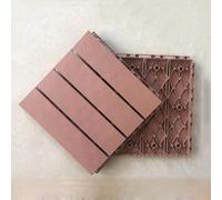 GPECTIFO Faux Wood Plastic Interlocking Floor Tiles, 11 Pieces 12x12In Composite Patio Decking Tiles, DIY Indoor Square Flooring(Brick red,4 stripes)