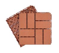 GPECTIFO Faux Wood Plastic Interlocking Floor Tiles, 11 Pieces 12x12In Composite Patio Decking Tiles, DIY Indoor Square Flooring(Brick red,8 stripes)