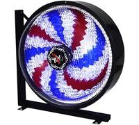 GPECTIFO LED Barber Pole Windmill Round Light Rotating Spinning Red White Blue Strips Hairdressing Salon Electric Open Sign Wall Lamp(#002,42 * 42cm)