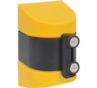 GPECTIFO Wall Mounted Retractable Belt Barrier, 30 Foot Magnetic Wall Mount Crowd Control Ribbon, Black and Yellow Color(5M)
