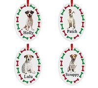 GPG LTD Jack Russell Dog Personalised Oval Shaped Christmas Tree Bauble - With the name of your choice - 4 Different Designs Available At Customisation Point