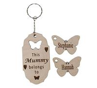 GPG Ltd PERSONALISED MUMMY/NANNY. GRANDMA BUTTERFLY KEEPSAKE KEYRING WITH SINGLE BUTTERFLY (ADDITIONAL BUTTERFLIES CAN BE ADDED AS REQUIRED) (Butterfly key chain with 2 charms)
