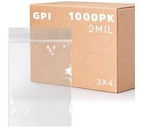 GPI Clear Plastic Reusable Zip Bags - Bulk Case of 1000 3 x 4 2 mil Thick Strong & Durable Poly Baggies with Resealable Zip Top Lock for Travel, Storage, Packaging & Shipping.