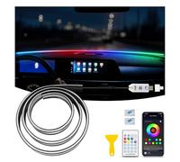 GPJYD LED Lights for Car Windscreens, 150cm RGB Ambient Lighting Car LED Interior Lights with 16 Million Colours, Noise Reduction and Intelligent Control Dashboard LED Strip for Car Windscreens.