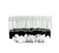 GPK4ALL 10ml Clear Glass Roll on bottles with stainless steel roller balls & black caps, pack of 24 (clear)