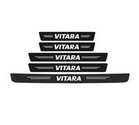 GPKFOLQM 5 Pcs Car Door Sill Scuff Plate, Black Plastic, Stainless Steel, For Suzuki Vitara, Door