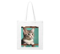 Gpkgsigt A curious cat Printing Woman Canvas Tote Bag Strong and durable for traveling, shopping, Daily One Size