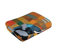 Gpkgsigt African Elephant Patchwork Printing Towel Towels 27.5x16in Skin-Friendly Absorbent Fluffy and Soft for Bathroom, Beach, Outdoors