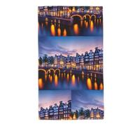 Gpkgsigt Amsterdam Night View Printing Towel Towels 27.5x16in Skin-Friendly Absorbent Fluffy and Soft for Bathroom, Beach, Outdoors