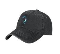 Gpkgsigt Black Dolphins and Mermaids Printing Washed Cowboy Baseball Cap for Adults - Stylish and Breathable Hat, Black, One Size