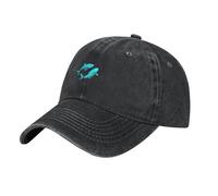 Gpkgsigt Black Pisces with Good Luck Printing Washed Cowboy Baseball Cap for Adults - Stylish and Breathable Hat