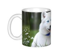 Gpkgsigt Blue Eyed White Husky Printing mug ceramic Mugs for cappuccino, latte, cereal, yogurt, milk, hot or cold drinks Micro-wave oven