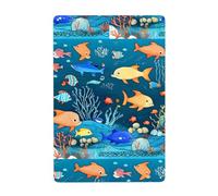 Gpkgsigt Blue underwater world of fish Printing Tin decorative painting 8x12in Made of tinplate, wear-resistant and durable