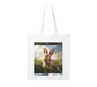 Gpkgsigt Bunny on Green Grass Printing Woman Canvas Tote Bag Strong and durable for traveling, shopping, Daily One Size