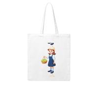 Gpkgsigt Cartoon little girl selling apples Printing Woman Canvas Tote Bag Strong and durable for traveling, shopping, Daily One Size