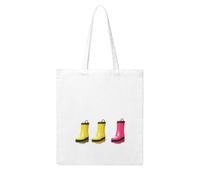 Gpkgsigt Cartoon rain boots on rainy day Printing Woman Canvas Tote Bag Strong and durable for traveling, shopping, Daily One Size