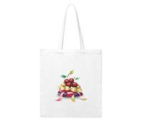Gpkgsigt Cherries on a pile of colorful ribbons Printing Woman Canvas Tote Bag Strong and durable for traveling, shopping, Daily One Size