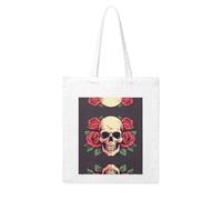 Gpkgsigt Day Of The Dead Sugar Roses Skull Printing Woman Canvas Tote Bag Strong and durable for traveling, shopping, Daily One Size