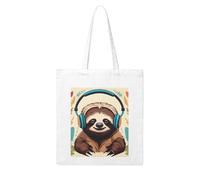 Gpkgsigt funny Cute Animal Sloth Music Printing Woman Canvas Tote Bag Strong and durable for traveling, shopping, Daily One Size