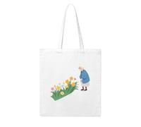Gpkgsigt Grandma looking at the sea of â€‹â€‹flowers Printing Woman Canvas Tote Bag Strong and durable for traveling, shopping, Daily One Size