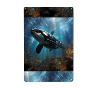 Gpkgsigt Huge killer whales Printing Tin decorative painting 8x12in Made of tinplate, wear-resistant and durable