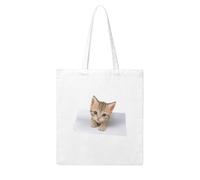 Gpkgsigt Little cat on white paper Printing Woman Canvas Tote Bag Strong and durable for traveling, shopping, Daily One Size
