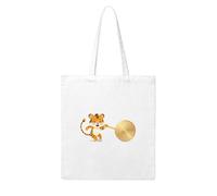 Gpkgsigt Little tiger beating the gong Printing Woman Canvas Tote Bag Strong and durable for traveling, shopping, Daily One Size
